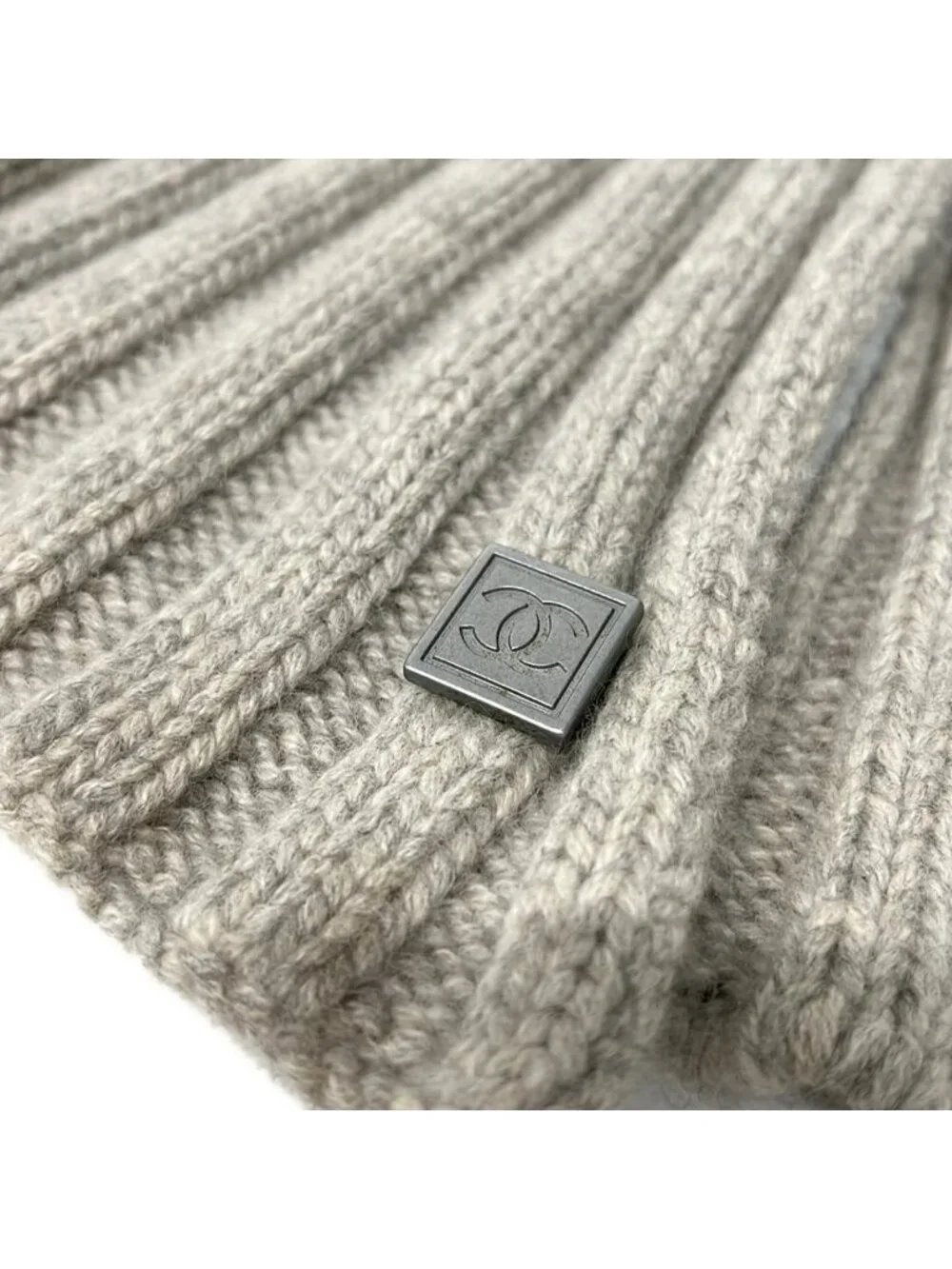Chanel Scarf Sports Line Light Gray Cashmere